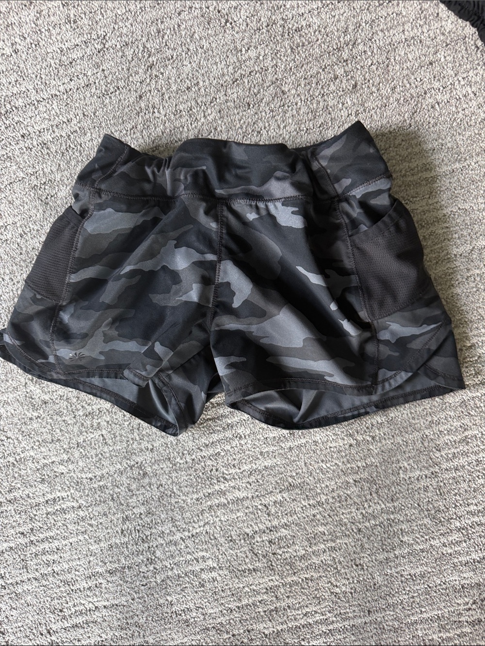Athleta Black Gray Camo Kids Athletic Shorts